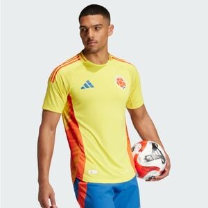Adidas Men's Bright Yellow and Orange Colombia 🇨🇴 Jersey